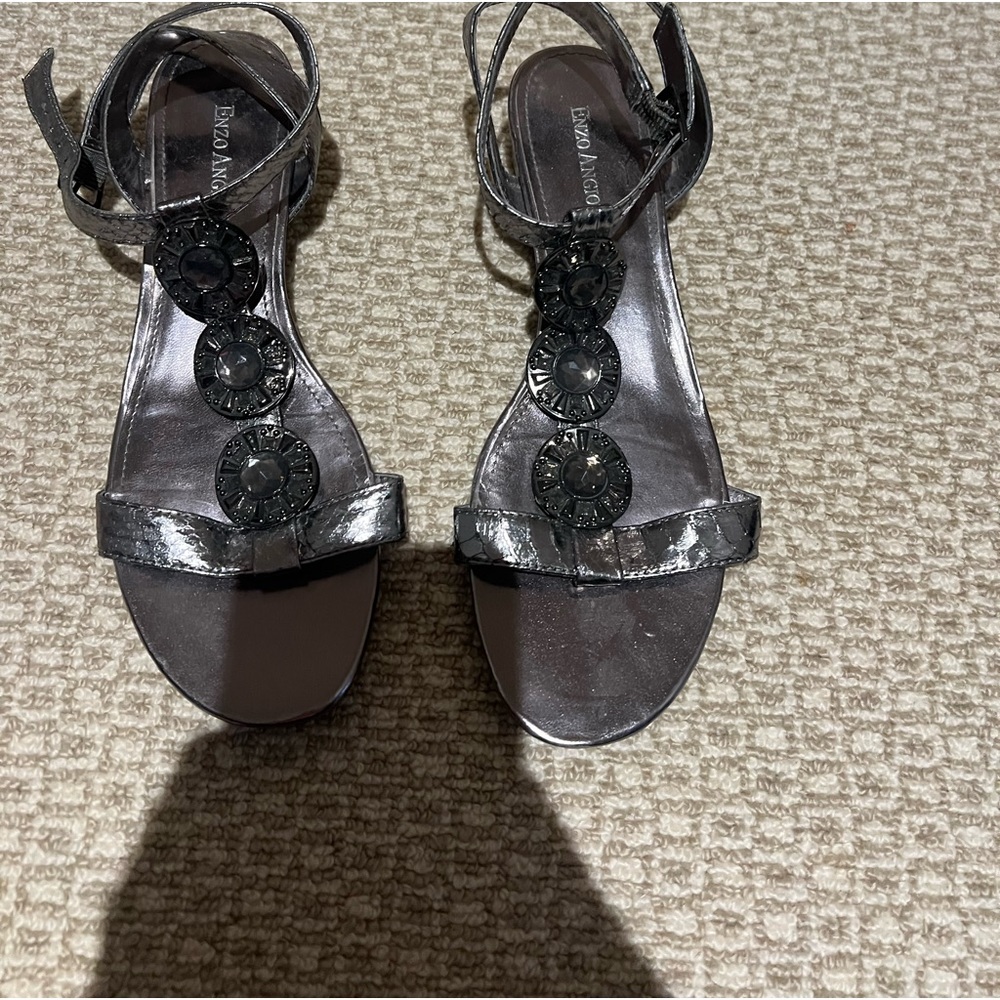 Silver metallic sandals